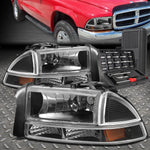 97-04 Dodge Dakota Durango Black Amber Side Headlight Bumper Lamp+Tool Set Speed Daddy