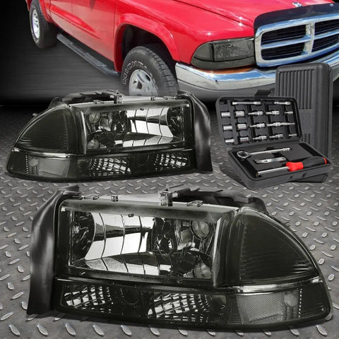 97-04 Dodge Dakota Durango Smoked Clear Side Headlight Bumper Lamp+Tool Set Speed Daddy