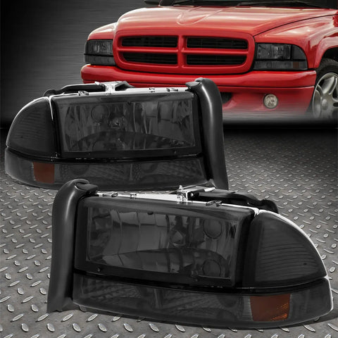 97-04 Dodge Dakota Durango Smoked Housing Amber Corner Headlight Bumper Lamp Speed Daddy