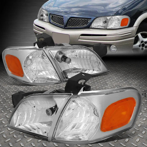 97-05 Chevy Venture Montana Chrome Housing Amber Corner Headlight Head Lamps Speed Daddy