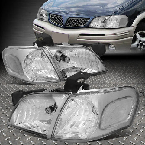 97-05 Chevy Venture Montana Chrome Housing Clear Corner Headlight Head Lamps Speed Daddy