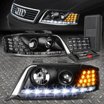 98-01 Audi A6 Quattro Led Drl Black Housing Projector Headlights+Tool Set Speed Daddy