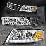 98-01 Audi A6 Quattro Led Drl Chrome Housing Projector Headlights+Tool Set Speed Daddy