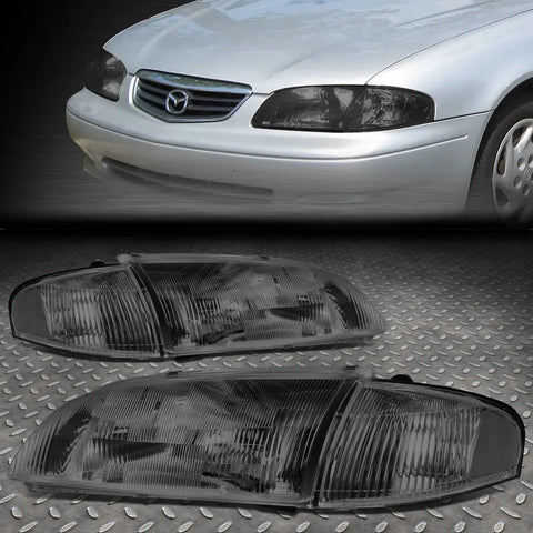 98-99 Mazda 626 Smoked Housing Clear Corner Headlight Replacement Head Lamps Speed Daddy