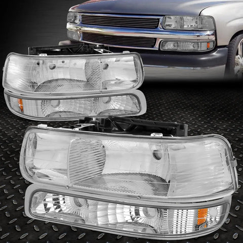 99-02 Chevy Silverado 00-06 Suburban Tahoe Chrome Headlight Turn Signal Lamp Speed Daddy