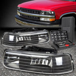 99-02 Chevy Silverado Suburban 1500 2500 Black Housing Headlights+Tool Set Speed Daddy