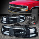 99-02 Chevy Silverado Suburban 1500 2500 Smoked Housing Headlights+Tool Set Speed Daddy