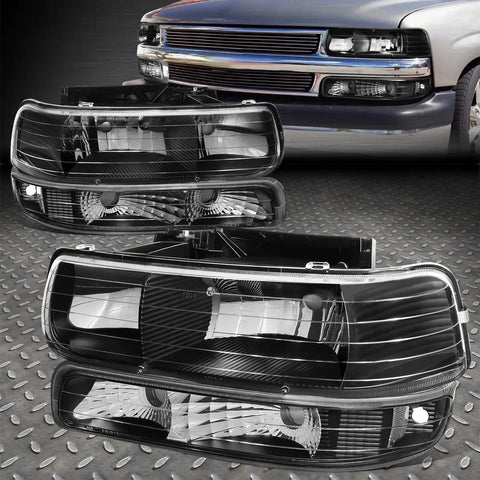 99-02 Silverado 00-06 Suburban Tahoe Black Headlights Bumper Signal Lights Speed Daddy