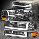 99-02 Silverado Led Drl Bumper Signal Headlight Lamp+Tool Set Black/Amber Speed Daddy