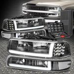 99-02 Silverado Led Drl Bumper Signal Headlight Lamp+Tool Set Black/Clear Speed Daddy