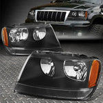 99-04 Jeep Grand Cherokee Wj Black Housing Amber Corner Headlight Head Lamp Speed Daddy