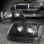 99-04 Jeep Grand Cherokee Wj Black Housing Clear Corner Headlight Head Lamp Speed Daddy