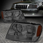 99-04 Jeep Grand Cherokee Wj Smoked Housing Amber Corner Headlight Head Lamp Speed Daddy