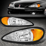 99-05 Pontiac Grand Am Pair Chrome Housing Amber Corner Headlight Head Lamps Speed Daddy