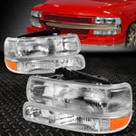 99-06 Chevy Silverado Suburban Tahoe Fluted Lens Headlight Bumper Lamps Speed Daddy