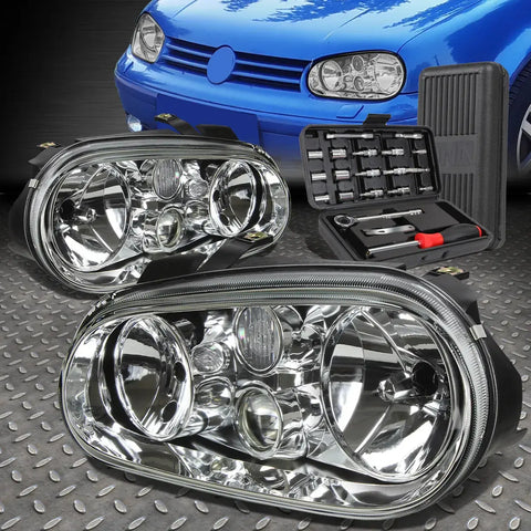 99-06 Vlokswagen Golf Cabrio Projector Headlight Head Lamps+Tool Set Chrome Speed Daddy