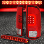 99-07 Ford Super Duty 3D Led C-Bar Tail Light+Third Brake Lamp Chrome/Red Speed Daddy