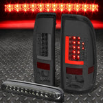 99-07 Ford Super Duty 3D Led L-Bar Tail Light+Third Brake Lamp Chrome/Smoked Speed Daddy