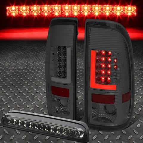 99-07 Ford Super Duty 3D Led L-Bar Tail Light+Third Brake Lamp Chrome/Smoked Speed Daddy