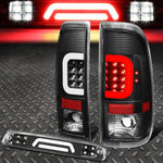 99-07 Ford Super Duty Led C-Bar Tail Light+3D Third Brake/Cargo Lamp Black Speed Daddy