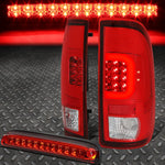 99-07 Ford Super Duty Pair Red 3D Led C-Bar Tail Lights+3Rd Third Brake Lamp Speed Daddy