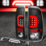 99-07 Ford Super Duty Red Led C-Bar Tail+3D Third Brake/Cargo Light Black Speed Daddy