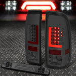 99-07 Ford Super Duty Red Led L-Bar Tail+3D Third Brake/Cargo Light Tinted Speed Daddy