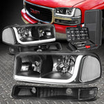 99-07 Gmc Sierra Yukon Led Drl Black/Clear Headlights Bumper Lamps+Tool Set Speed Daddy