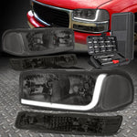 99-07 Gmc Sierra Yukon Led Drl Smoked/Clear Headlights Bumper Lamps+Tool Set Speed Daddy