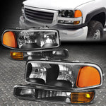 99-07 Gmc Sierra Yukon Xl Black Housing Amber Corner Headlight Bumper Lamps Speed Daddy