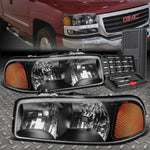 99-07 Gmc Sierra Yukon Xl Black Housing Amber Side Headlight Lamp+Tool Set Speed Daddy