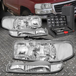 99-07 Gmc Sierra Yukon Xl Chrome Clear Side Headlight Bumper Lamps Tool Set Speed Daddy