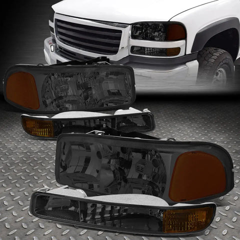 99-07 Gmc Sierra Yukon Xl Smoked Housing Amber Corner Headlight Bumper Lamps Speed Daddy