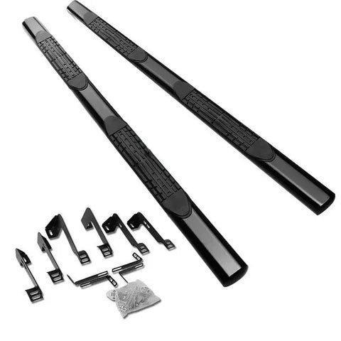 99-14 Silverado Crew Cab Mild Steel 4"Oval Black Side Step Nerf Bars Kit DNA MOTORING