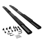 99-14 Silverado Crew Cab Mild Steel 5" Black Oval Side Step Nerf Bar Kit DNA MOTORING