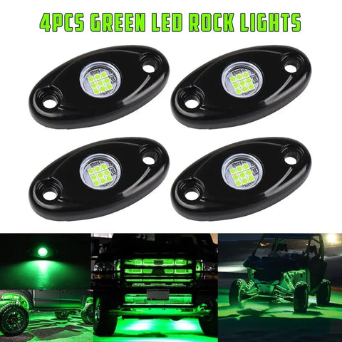 9W Green Led Rock Light Pods Trail Rig Under Offroad For Jeep Wrangler Jk Tj Yj EB-DRP