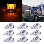 9pcs Amber Chrome 17LED Cab Marker Lights Peterbilt Kenworth Freightliner ECCPP