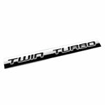 Aluminum Stick On Polished Chrome Black Twin Turbo Decal Emblem Trim Badge Logo DNA MOTORING