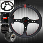 Adapter For 90-96 300Zx + Deep Dish Black Steering Wheel + Black Hub Extender AJP DIST