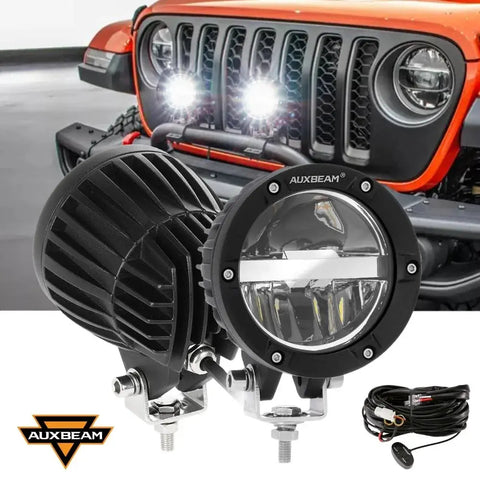 Auxbeam 4" Cubes Led Work Light Bar Spot Driving Pods For Dodge Ram 1500 2500 EB-DRP