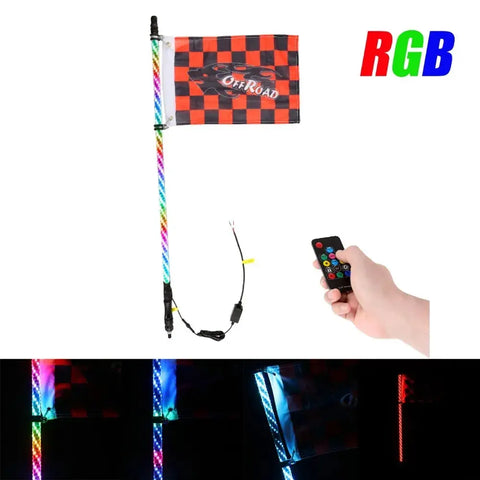 Auxbeam 4Ft Lighted Whip Led Rgb Whip Antenna Remote For Can-Am Polaris Utv Atv EB-DRP