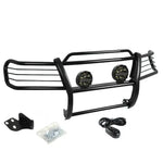 Black Brush Grill Guard+Round Smoke Fog Light Fit 99-04 Jeep Grand Cherokee Wj DNA MOTORING