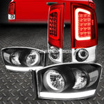 Black Housing Clear Headlight+Drl+3D Led Bar Tail Light 07-09 Dodge Ram Speed Daddy