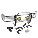 Chrome Brush Grill Guard+Round Amber Fog Light Fit 93-98 Jeep Grand Cherokee Zj DNA MOTORING