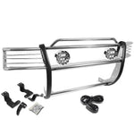 Chrome Brush Grill Guard+Round Clear Fog Light Fit 98-03 Dodge Dakota/Durango DNA MOTORING