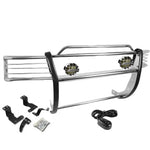 Chrome Brush Grill Guard+Round Smoke Fog Light Fit 98-03 Dodge Dakota/Durango DNA MOTORING