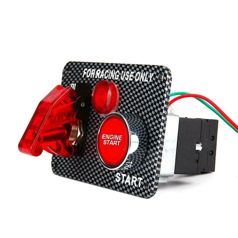 Carbon Ignition Switch Panel Engine Start Push Button Led 12V Toggle Racing Car EB-DRP