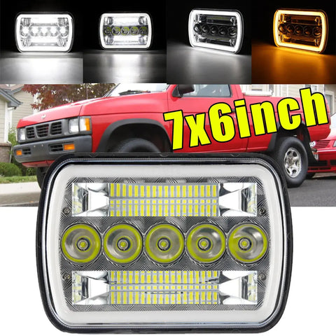 For 1990-1997 Nissan Hardbody Pick-Up Truck Sealed Beam 7X6 Inch Led Headlight EB-DRP