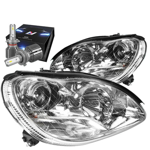 For 2000-2006 Mercedes Benz S430 Projector Headlight W/Led Kit+Cool Fan Chrome DNA MOTORING