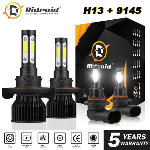 For 2004-2014 Ford F-150 Led Headlight Hi/Lo + Fog Light Bulbs Kit Combo 6000K EB-DRP